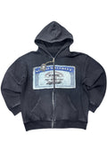 Bloodline Skull Graphic Zip-Up Hoodie – Washed Black Streetwear
